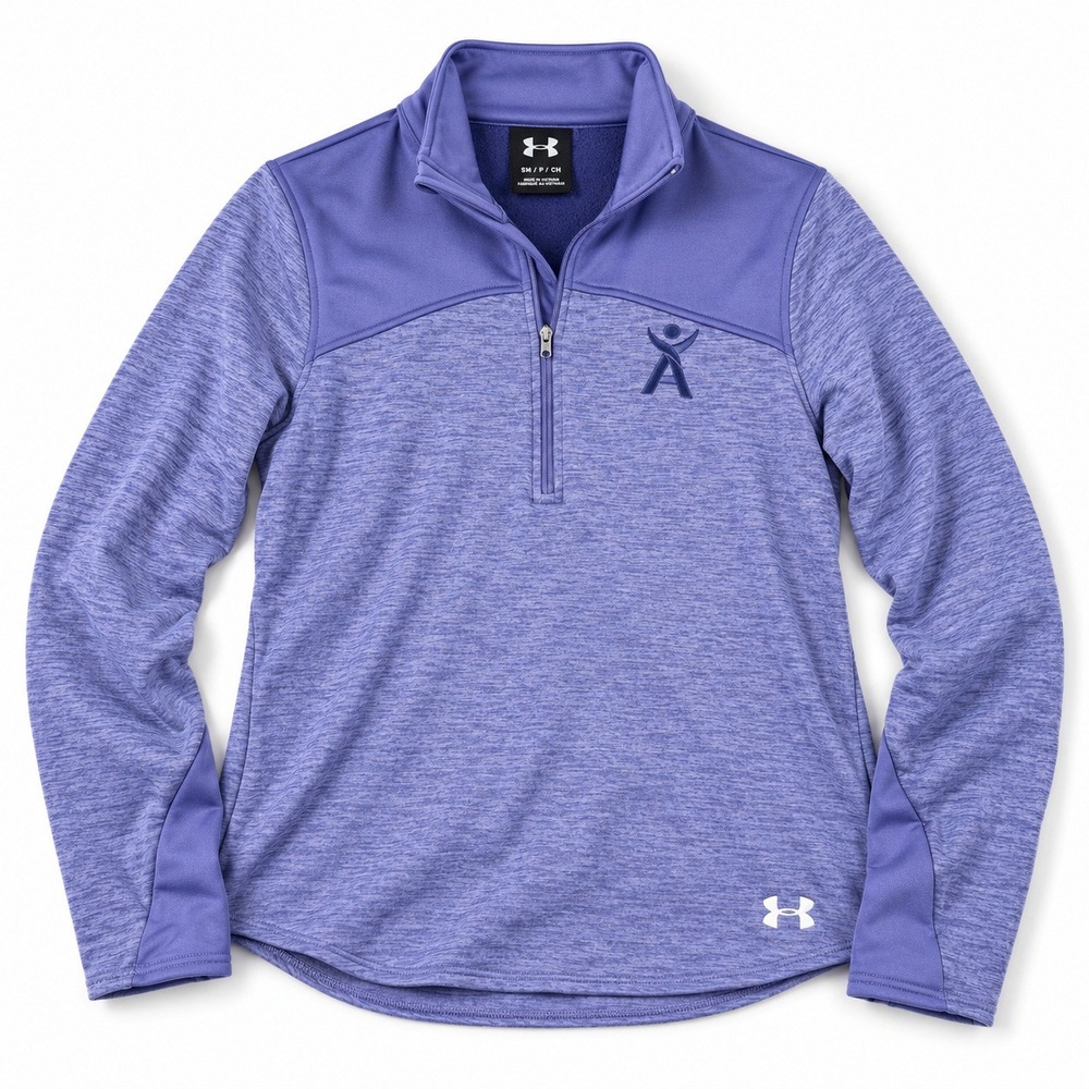 Under Armour Womens Purple Space Dye Quarter Zip Fleece Pullover Size Medium